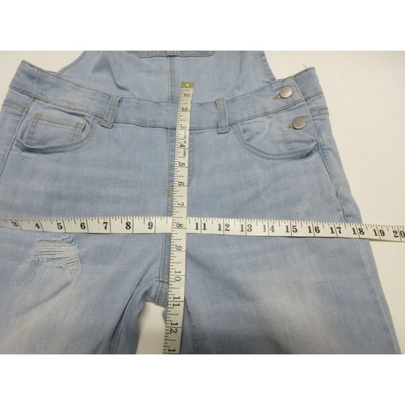 Wax Jeans light wash distressed‎ ankle crop overalls - Picture 10 of 12